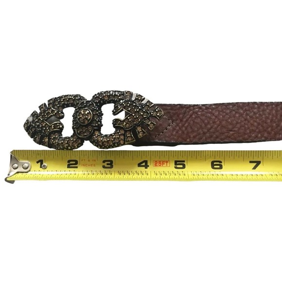 Vtg Emporio Armani EA Italy Womens Pebble Leather Belt Embellished Buckle S M main image 10